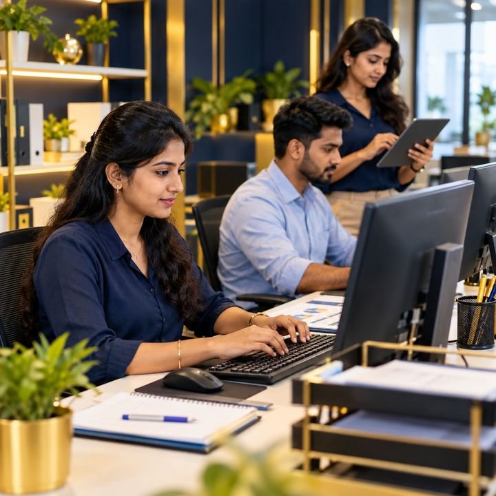 Back-office operations team at work
